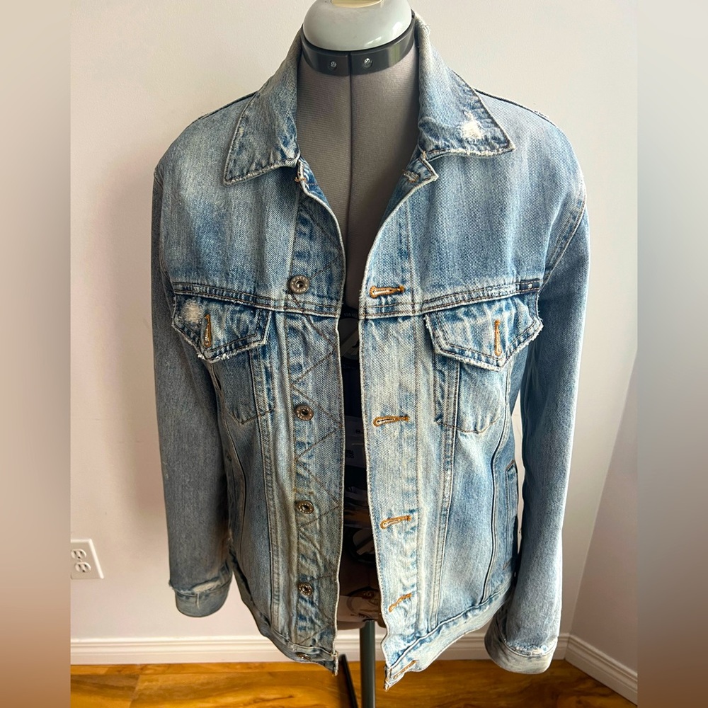 Lucky Brand distressed Denim jeans  blue wash Jacket Western